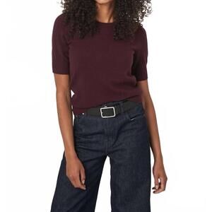 NEW REPEAT CASHMERE short sleeve crew neck pullover in camel